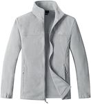 GIMECEN Men's Lightweight Full Zip Soft Polar Fleece Jacket Outdoor Recreation Coat With Zipper Pockets, Men-light Grey03, Medium