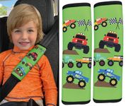 HECKBO 2X Kids Car Seat Belt Pads Seat Belt Protectors - Monster Truck - Seat Belt Pads for Kids and Babies- Ideal for any Seat Belt Car Booster Seat Kids Bicycle