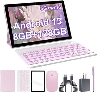 Android 13 Tablet with Keyboard, 2024 Newest 10 Inch 2 in 1 Tablet, 8GB RAM+128GB ROM/1TB Expandable Tablet PC, Quad-Core 1.8GHz CPU 10" HD Screen, 2.4G/5G WiFi 6 BT 5.0 Tableta with Case Mouse Stylus