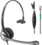 Wantek Corded Telephone Headset Mono w/Noise Canceling Mic for ShoreTel Plantronics Polycom Toshiba NEC Dterm Nortel Norstar Meridian Siemens ROLM Packet8 Landline Deskphones(F600S2)