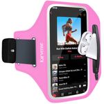 Karvense Phone Holder for Running-Arm Band for Running for iPhone & Samsung Galaxy, Cell Phone Armband Holder for Walking, Gym, Workout, Men, Women, w/Adjustable Strap & Zipper Pocket (Pink-M)