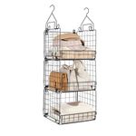GRANNY SAYS 3 Tier Hanging Closet Organizers and Storage, Closet Hanging Organizer with Pads Hooks, Metal Wire Closet Hanging Shelves, Folding Hanging Drawers for Closet, Dorm, RV, Wall Storage
