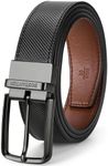 BOSTANTEN Belt Men Leather Reversible Belts for Men 1 3/8" for Casual Golf Dress Pants, Two-in-One Belt Gift