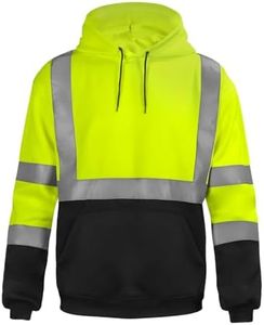 sesafety Class 3 Hi-Vis Hoodie for Men, Reflective Safety Sweatshirt, Black High Visibility Hooded Pullover