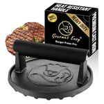 Smash Burger Press for Griddle, 5-Year Warranty, 2 lb Heavy Duty Burger Smasher Tool with Heat-Resistant Handle, Premium Cast Iron Griddle Accessories, Hamburger Press for BBQ Grilling Accessories