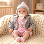The Magic Toy Shop BiBi Doll Blush Realistic Baby Doll 18" – Soft Vinyl Baby for Girls & Boys with Interactive Sounds & Trendy Outfit – Newborn Girl for Kids 18 Months+