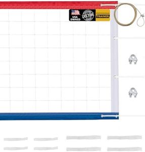 YNSZAS 𝙉𝙀𝙒 Professional Volleyball Net Heavy Duty, 46 FT Aircraft Steel Cable, Upgraded Weather Resistant, Portable for Outdoor & Indoor, Pool, Trees, Backyard, Yard, Beach, Park, 32x3FT(Net Only)