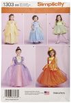 Simplicity 1303 Girl's Halloween Costume Princess Dress Sewing Pattern, Sizes BB (3-6)