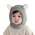 SYGA Winter Warm Ear Protection Knitted Woolen Unisex Baby Hat (2-6 Year) Grey