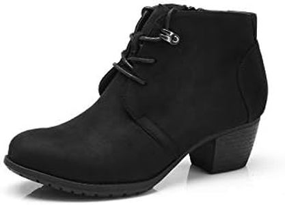 VJH confort Women's Ankle Boots,Lace-up Round Toe Comfortable Low Heel Dress Booties with Side Zipper, Black, 10