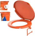 Portable Toilet Seat for 5 Gal Buckets, Camping Toilet Seat with Lid for Adults, Snap-on Toilet Seat for Outdoor, Camping, Hiking, Emergency, Car, Boat, Orange