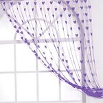 Liv'Oliv Polyester 1 Pc Window Door Rope Divider 6 ft Purple String Net Heart Design Curtain