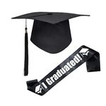 FSSTUD Black Student Graduation Cap and Graduation Sash Mortarboard Hat Graduated Party Supplies