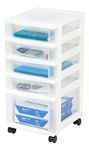 IRIS USA Craft Plastic Organizers and Storage, Rolling Storage Cart for Classroom Supplies, Storage Organizer for Art Supplies, Drawer Top Organizer for Small Parts, 5 Drawers, White