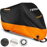 Favoto Upgraded Version Motorbike Cover 210D Waterproof Motorcycle Cover Dustproof Heat-Resistant Outdoor Protection 116 x 41 x 50 inch with 2 Windproof Buckles Reflective Strip