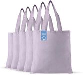 Simply Green Solutions Blank 100% Cotton Fabric Reusable Cloth Bags - Set of 5 - Tote Bags for School, Tote Bags for Grocery Shopping, Fun Promotional Items or Eco-Friendly Reusable Bags Lavender