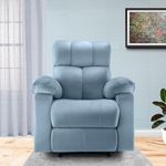 Little NAP Helios Soft Suede Fabric Single Manual Standard Recliner | Padded 1 Seater Aaram Sofa | Relaxing Chair for Home Office Living Bed Room | 3 Year Warranty | Sky Blue