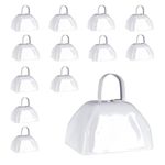 Windy City Novelties Metal Cowbells with Handles 3 inch Novelty Noise Maker - 12 Pack (White)