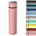 Homealexa 500ml Coffee Cups Travel Mugs, Pink Water Bottle Vacuum Insulating Cup 304 Stainless Steel, Touch Screen Temperature Gauge, Smart Mug for Heat and Cold