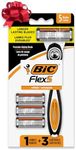 BIC Flex 5 Hybrid Men's 5-Blade Disposable Razor Shaving Kit, 1 Handle and 3 Cartridges