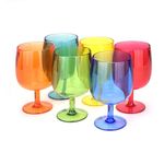 Yalin Set of 6 Unbreakable 12 oz Acrylic Plastic Wine and Water Tumbler Stackable Goblets. (Multicolor, 12 oz)