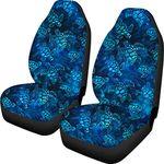 Coloranimal 2PCS/Set Cool Animal Tribal Sea Turtle Printing Protection Vehicle Bucket Seats Soft Folding Car Seat Cover,Universal Fit Most Car Accessories Sedan Van SUV Truck(Blue)