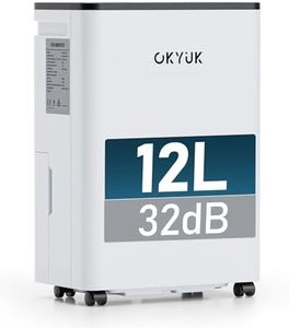OKYUK Luftentfeuchter Elektrisch 12L mit Digitaler Luftfeuchtigkeitsanzeige, 32dB Leiser 30m², mit automatischer Abschaltung, für Wohnmobil, Badezimmer, Keller,1 J. Umtausch/10 J. Garantie (12L Weiß)