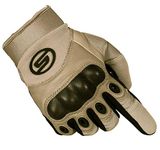 Seibertron Carbon Fiber Hard Knuckle Sheepskin Palm Motorcycle Gloves Khaki M