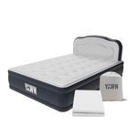 YAWN AIR Deluxe Self-Inflating Airbed with Custom Fitted Sheet Included - Double Size - Great Guest Bed, Camping Mattress - Built-in Pump & Headboard - Available in UK Single, Double & King