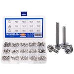 NINDEJIN 320pcs M2 M3 M4 Phillips Pan Head Screws Bolt Nut Lock Flat Washers Machine Screws Assortment Kit