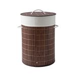 HomeStorie Eco-Friendly Foldable Bamboo Laundry Basket Hamper with Lid, Large - 57 Liter (Coffee Brown)