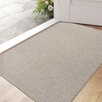 DEXI Indoor Door Mat 60 x 90 cm, Non Slip Rubber Backing, Low Profile Dirt Trapping Doormat for Entrance, Patio, Pets, Beige