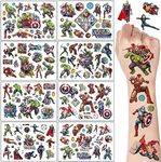 Kids Tattoos Set 8 Sheets,Avenger Superhero Temporary Tattoos for Kids,Waterproof Childrens Cartoon Marvel Fake Tattoo for Children's Birthday Party Bag Filler Birthday Gifts Party Decorations