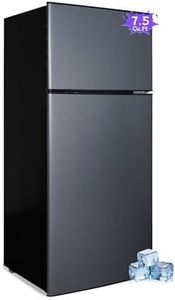 Borcolo 7.5 Cu. Ft. Compact Fridge with Freezer, Double-Door Refrigerator with Adjustable 7-Level Thermostat, Dorm Fridge for Kichen, RV, Office, Apartment, College, Blue