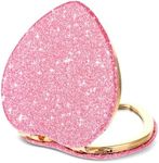 Dimeho Compact Folding Mirror Heart Shaped Magnifying Mini Vanity Mirror Portable Travel Makeup Mirror for Purse Double-Sided Cute Glitter Cosmetic Mirror for Women Home Office Valentine's Day