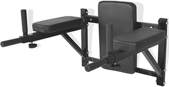 vidaXL Adjustable Wall-mounted Dip Station Fitness Equipment with Soft-grip Handles and Artificial Leather Cushions - Black
