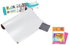 Post-it Dry Erase Writing Surface | Whiteboard Sticker & 3M Post-it Sticky Notes Pad | Assorted Colours | Pack of 3 (100 Sheets Each)