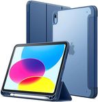 JETech Matte Case for iPad 10 (10.9-Inch, 2022 Model, 10th Generation) with Pencil Holder, Frosted Translucent Back Slim Stand Protective Tablet Cover (Navy)