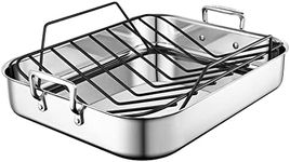 Le Creuset SSC8612-40P Stainless Steel Large Roasting Pan with Nonstick Rack, 16.25" x 13.25"