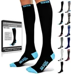 SB SOX Lite Compression Socks (15-20mmHg) for Men & Women – Best Socks for All Day Wear! (Black/Blue, S/M)