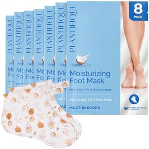 PLANTIFIQUE Korean Foot Mask with Shea Butter 8 Pairs box for Dry & Cracked Feet | Hydrating Socks for Soft Heels | Intense Moisturizing and Repairing Dry Rough Skin | Foot Spa | Happy Feet Mask