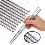 Omia Metal Chopsticks Premium Reusable 5 Pairs Stainless Steel Chopsticks Dishwasher Safe Lightweight Non-Slip Chopsticks