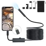 Kansmart Endoscope Camera with Light iPhone Borescope Inspection Camera, 1920p HD, Adjustable 8 LED, Waterproof 7.9mm Probe,16.4ft Semi-Rigid Snake Camera for iPhone Cool Gadgets for Men 2023