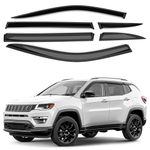 GrandWheel Co Smoke Tinted Tape-On Side Window Vent Visor Deflectors Rain Guards Compatible with Jeep Compass 2017-2024 - 6 pcs. GW0540