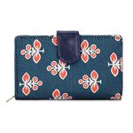 THE CLOWNFISH Fab Series Printed Handicraft Fabric & Vegan Leather Ladies Wallet Clutch Purse for Women Girls with Multiple Compartments (Persian Green)