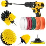 ETOUPA 14 Piece Drill Brush Attachments Set, Drill Scrubber Brush Kit, Scrub Pads & Sponge, Power Scrubber Brush with Extend Long Attachment, Cleaning Brush for Bathroom, Floor, Tub, Car, Grout, Tile