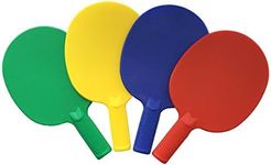 Plastic Ping Pong Paddles - Complete Set of 4 Durable Multi-Color Blue Red Green Yellow Paddles for Kids or Outdoor Tables at Camp Vacation Rec Centers. Textured for Easy Grip and Light Spin.