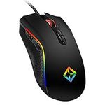 Combrite Gaming Mouse USB Wired, Rainbow LED Light, 7 Programmable Buttons, Chroma RGB Backlit, 4800 DPI Adjustable, Comfortable Grip Ergonomic Optical PC Computer Gaming Mice, Black