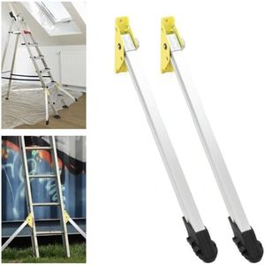 ECUTEE 1Pair Ladder Safety Legs Adjustable Ladders Stabilizer with Anti Slip Rubber Feet 200kg / 440Lbs Load, 630mm/ 24.8 Length 100 kg (Each one) Aluminum Alloy Ladder Standoff