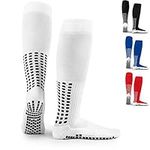 LUX Anti Slip Knee Football Socks,Non Slip Football/Basketball/Hockey Sports Grip Socks - White